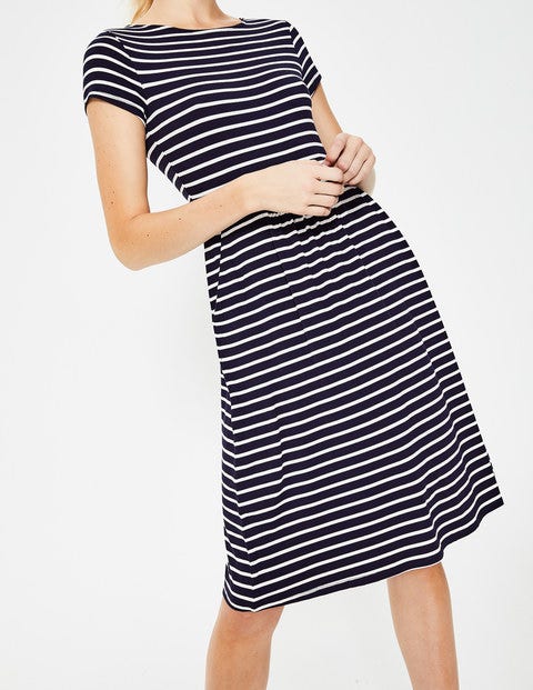 Amelie Jerseykleid - Navy/Naturweiß, Gestreift Amelie Jerseykleid - Navy/Naturweiß, Gestreift