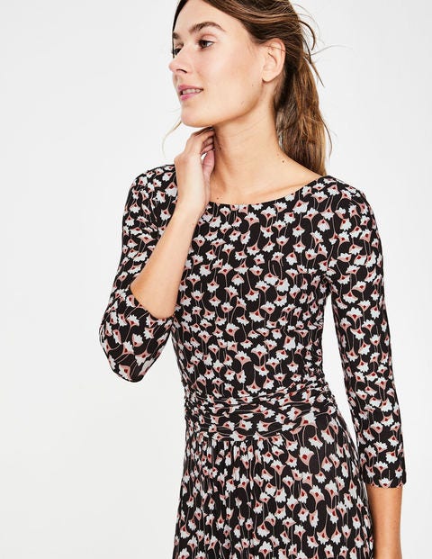 Maisie Jersey Midi Dress - Black Crocus Flower Maisie Jersey Midi Dress - Black Crocus Flower