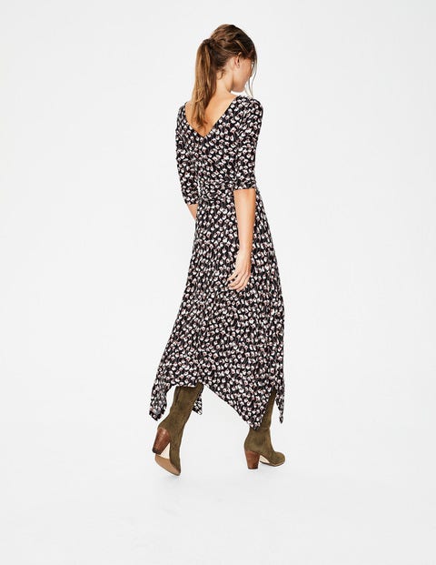 Maisie Jersey Midi Dress - Black Crocus Flower Maisie Jersey Midi Dress - Black Crocus Flower