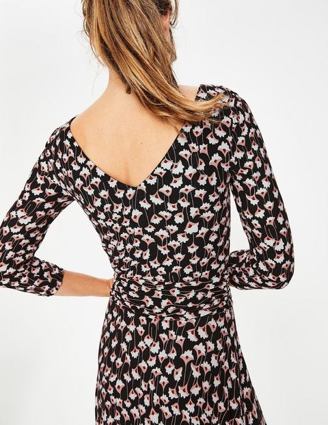 Maisie Jersey Midi Dress - Black Crocus Flower Maisie Jersey Midi Dress - Black Crocus Flower