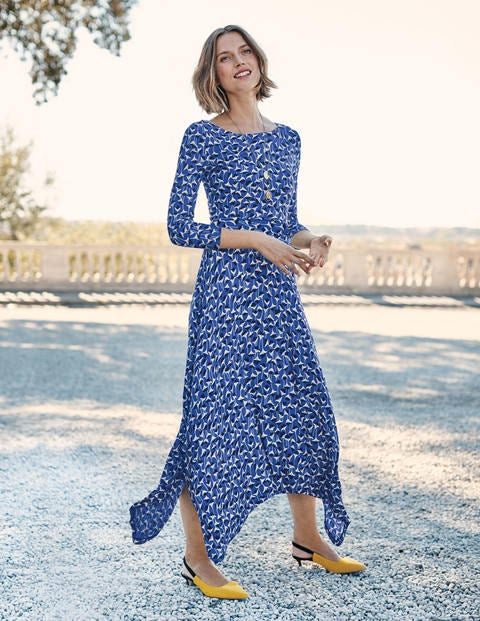 Maisie Jersey Midi Dress - Cobalt Crocus Flower Maisie Jersey Midi Dress - Cobalt Crocus Flower