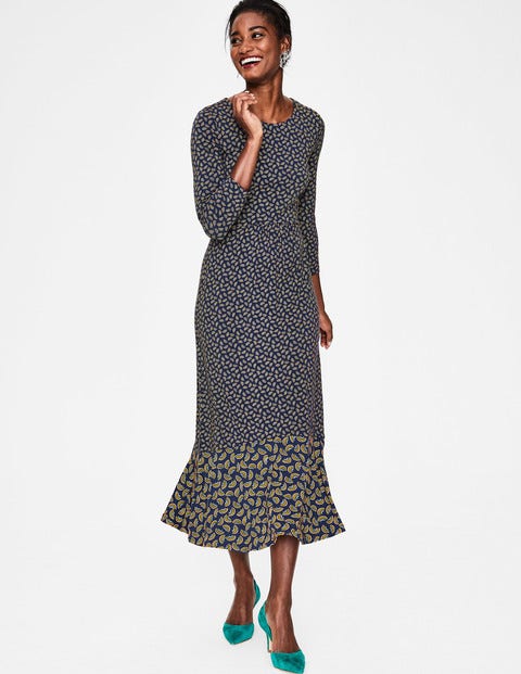 Philippa Hem Detail Midi Dress - Navy Arc Philippa Hem Detail Midi Dress - Navy Arc