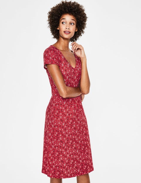 Penelope Jerseykleid - Weihnachtssternrot, Sternkonturen Penelope Jerseykleid - Weihnachtssternrot, Sternkonturen
