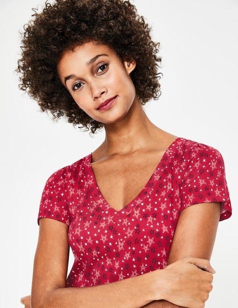 Penelope Jerseykleid - Weihnachtssternrot, Sternkonturen Penelope Jerseykleid - Weihnachtssternrot, Sternkonturen