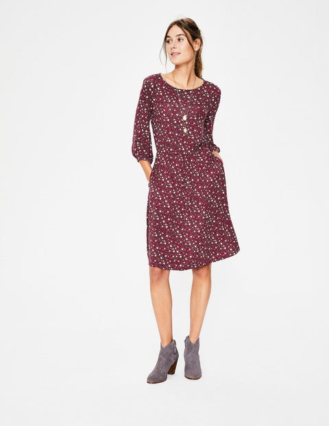 Talia Jersey Dress - Maroon Floral Sky 