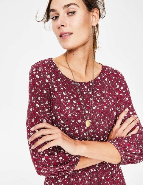 Talia Jersey Dress - Maroon Floral Sky Talia Jersey Dress - Maroon Floral Sky