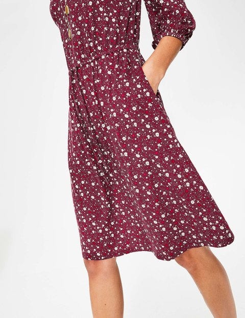 Talia Jersey Dress - Maroon Floral Sky Talia Jersey Dress - Maroon Floral Sky