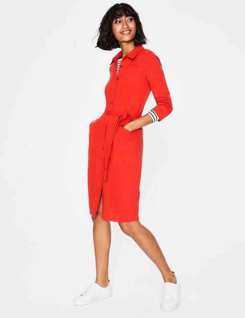 Tara Jersey Shirt Dress - Red Pop Tara Jersey Shirt Dress - Red Pop