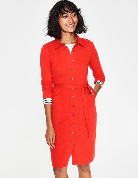 Tara Jersey Shirt Dress - Red Pop Tara Jersey Shirt Dress - Red Pop