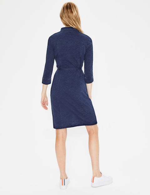 Tara Jersey Shirt Dress - Mid Vintage Denim Tara Jersey Shirt Dress - Mid Vintage Denim