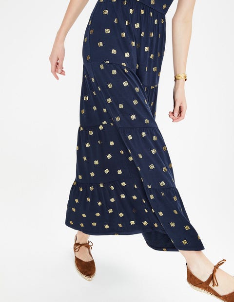 Maya Jersey Maxi Dress - Navy Petal Foil Print Maya Jersey Maxi Dress - Navy Petal Foil Print