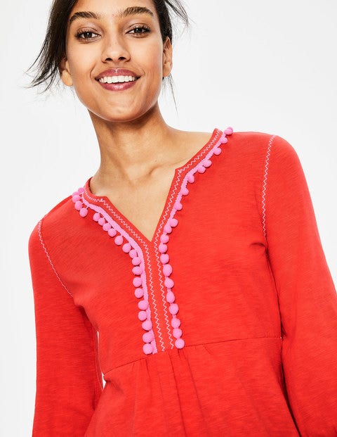 Carina Jersey Tunic - Red Pop//Candy Stick Trim Carina Jersey Tunic - Red Pop//Candy Stick Trim