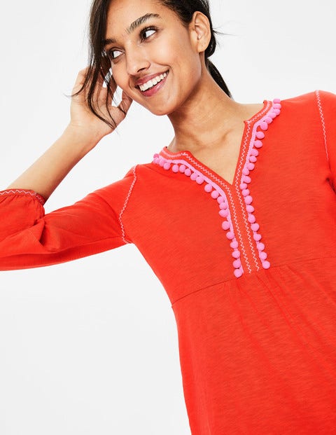 Carina Jersey Tunic - Red Pop//Candy Stick Trim Carina Jersey Tunic - Red Pop//Candy Stick Trim