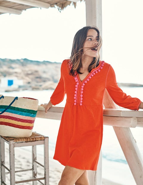 Carina Jersey Tunic - Red Pop//Candy Stick Trim Carina Jersey Tunic - Red Pop//Candy Stick Trim