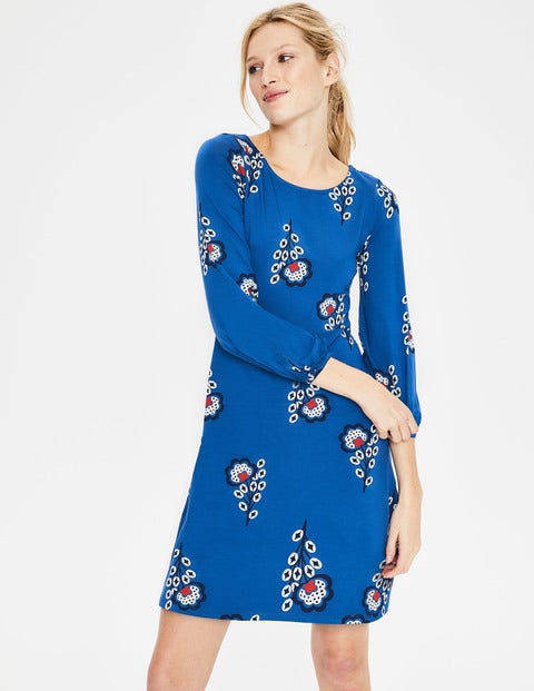 Lucie Jersey Tunic - Cobalt Island Sprig Lucie Jersey Tunic - Cobalt Island Sprig