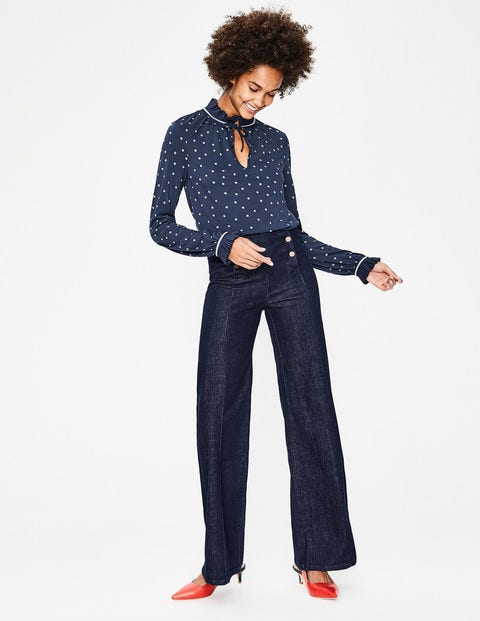 Bronwyn Jersey Top - Navy/Blue Spot Bronwyn Jersey Top - Navy/Blue Spot