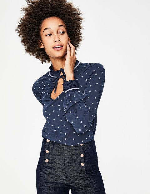 Bronwyn Jersey Top - Navy/Blue Spot Bronwyn Jersey Top - Navy/Blue Spot