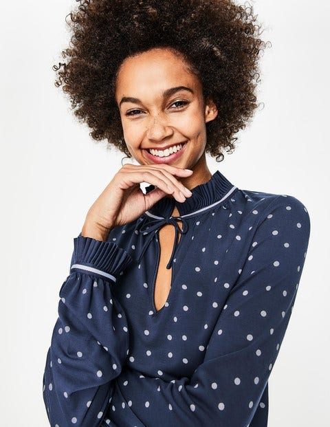 Bronwyn Jersey Top - Navy/Blue Spot Bronwyn Jersey Top - Navy/Blue Spot