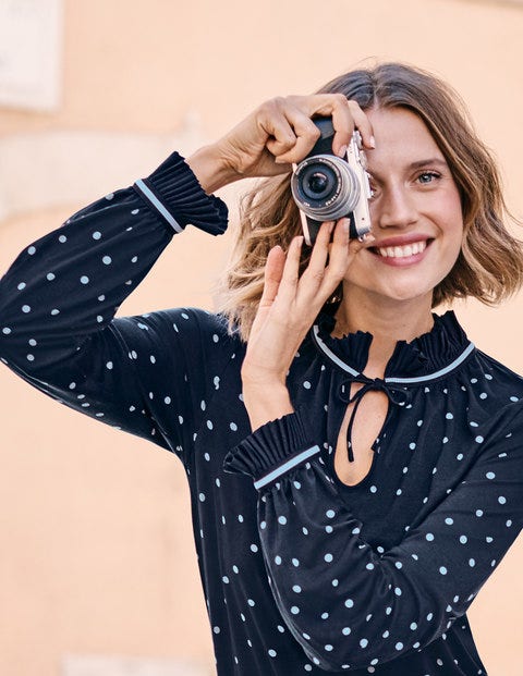 Bronwyn Jersey Top - Navy/Blue Spot Bronwyn Jersey Top - Navy/Blue Spot