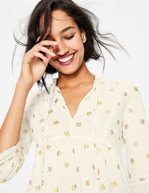 Gemma Jerseyshirt - Naturweiß, Blütenblätter, Foliendruck Gemma Jerseyshirt - Naturweiß, Blütenblätter, Foliendruck