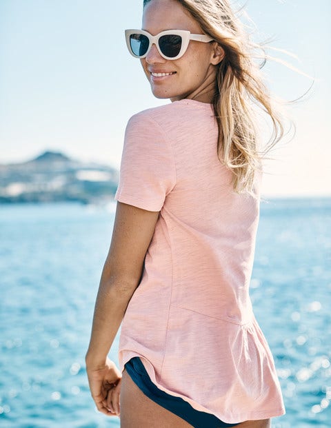 Das Baumwoll-T-Shirt Mit Rückendetail - Kreiderosa Das Baumwoll-T-Shirt Mit Rückendetail - Kreiderosa