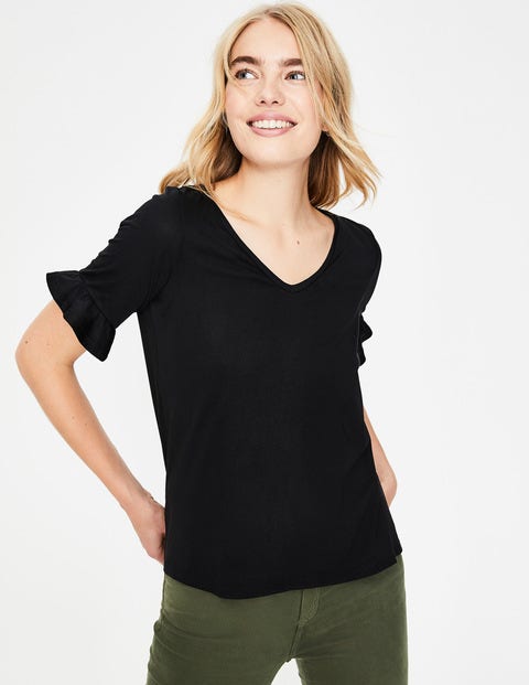 Supersoft Frilled Cuff Tee - Black Supersoft Frilled Cuff Tee - Black