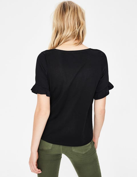 Supersoft Frilled Cuff Tee - Black Supersoft Frilled Cuff Tee - Black