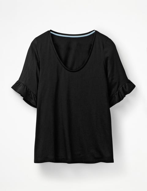 Supersoft Frilled Cuff Tee - Black Supersoft Frilled Cuff Tee - Black