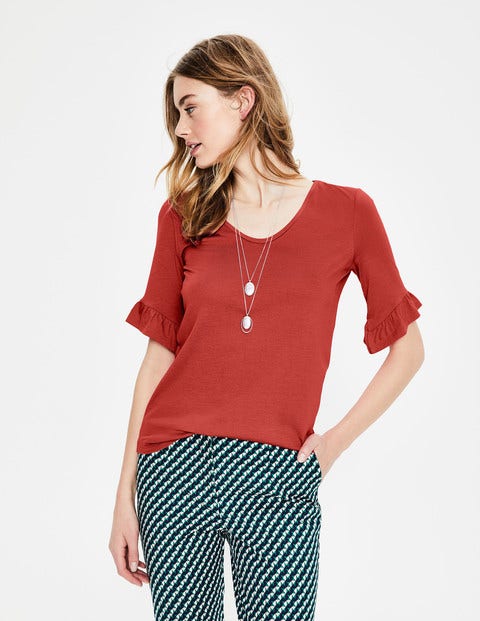 Supersoft Frilled Cuff Tee - Conker Supersoft Frilled Cuff Tee - Conker