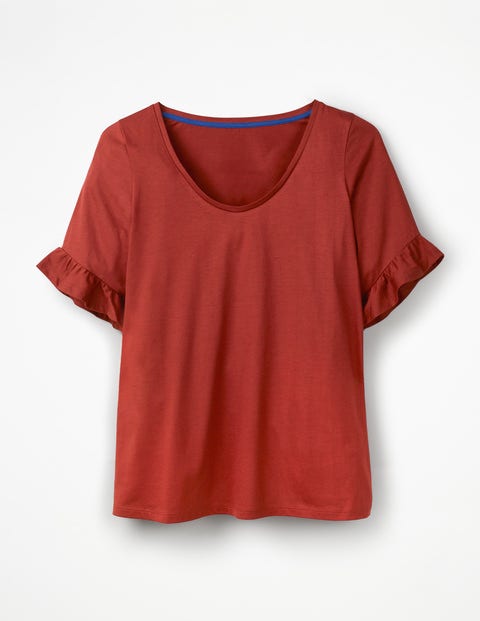 Supersoft Frilled Cuff Tee - Conker Supersoft Frilled Cuff Tee - Conker