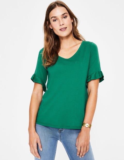 Supersoft Frilled Cuff Tee - Forest Supersoft Frilled Cuff Tee - Forest