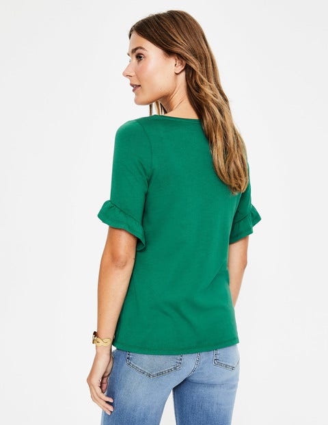Supersoft Frilled Cuff Tee - Forest Supersoft Frilled Cuff Tee - Forest