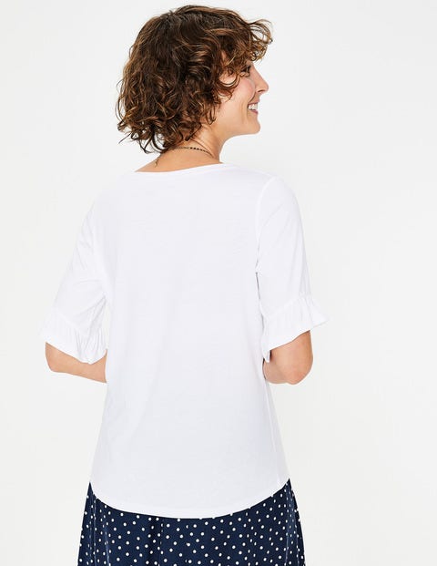 Supersoft Frilled Cuff Tee - White Supersoft Frilled Cuff Tee - White