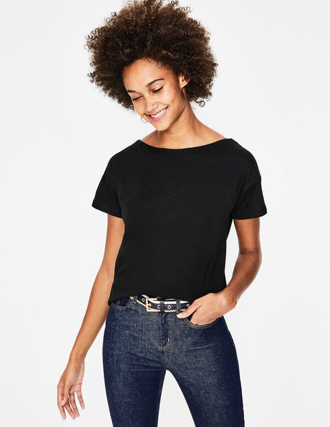 Supersoft Slash Neck Tee - Black Supersoft Slash Neck Tee - Black