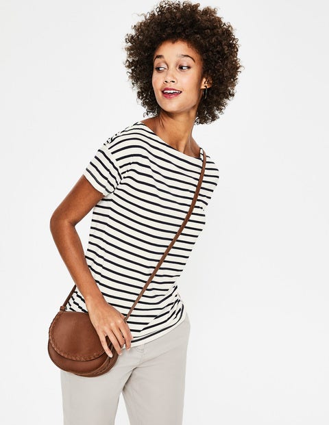 Supersoft Slash Neck Tee - Ivory/Navy Supersoft Slash Neck Tee - Ivory/Navy