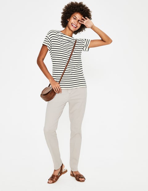 Supersoft Slash Neck Tee - Ivory/Navy Supersoft Slash Neck Tee - Ivory/Navy