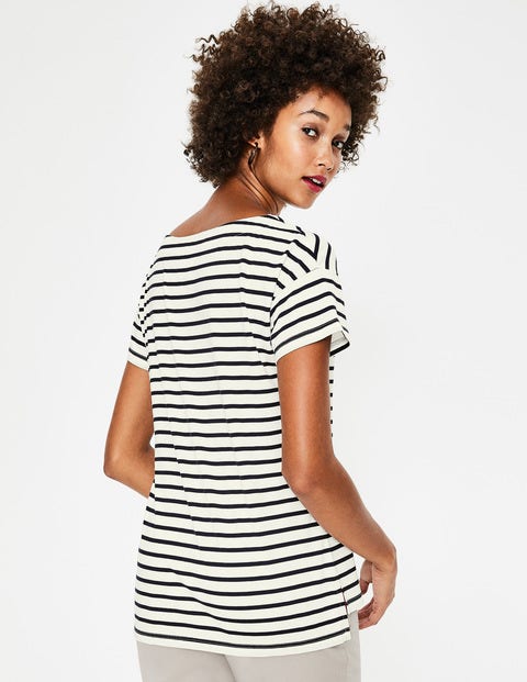 Supersoft Slash Neck Tee - Ivory/Navy Supersoft Slash Neck Tee - Ivory/Navy