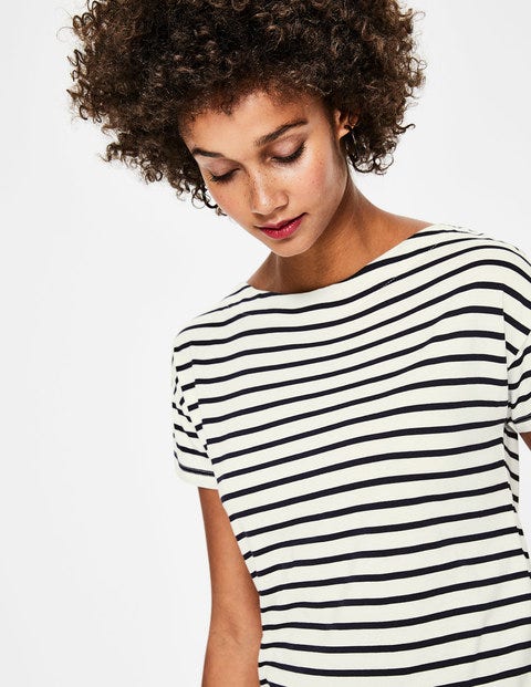 Supersoft Slash Neck Tee - Ivory/Navy Supersoft Slash Neck Tee - Ivory/Navy