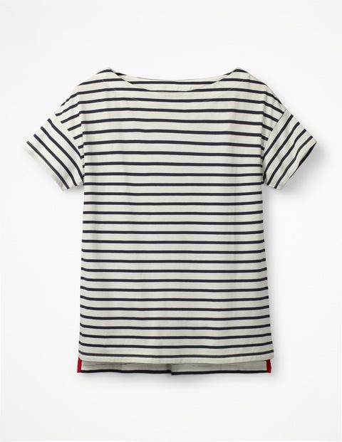 Supersoft Slash Neck Tee - Ivory/Navy Supersoft Slash Neck Tee - Ivory/Navy