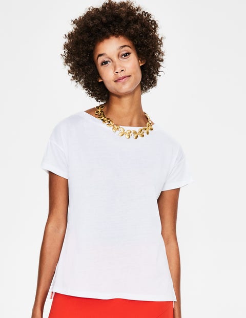 Supersoft Slash Neck Tee - White Supersoft Slash Neck Tee - White