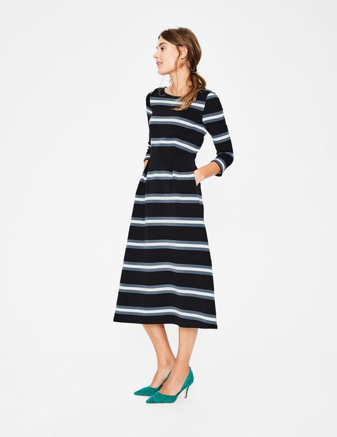 Alma Ottoman Midi Dress - Black/Ivory Alma Ottoman Midi Dress - Black/Ivory