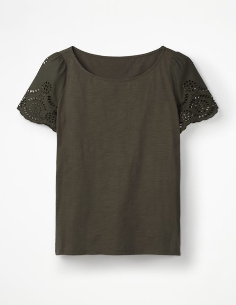 Isabella Broderie Back Top - Khaki Isabella Broderie Back Top - Khaki