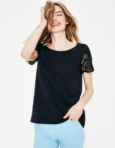 Isabella Broderie Back Top - Navy Isabella Broderie Back Top - Navy