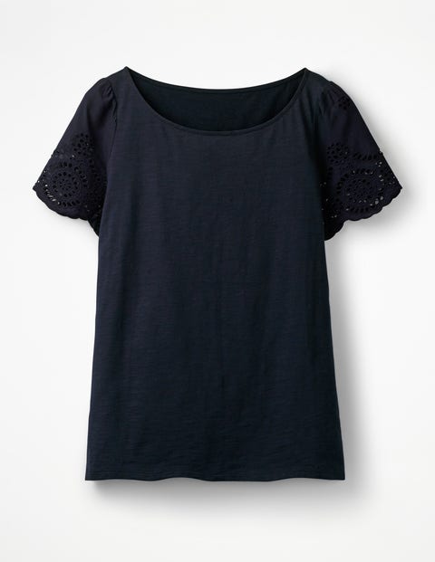 Isabella Broderie Back Top - Navy Isabella Broderie Back Top - Navy