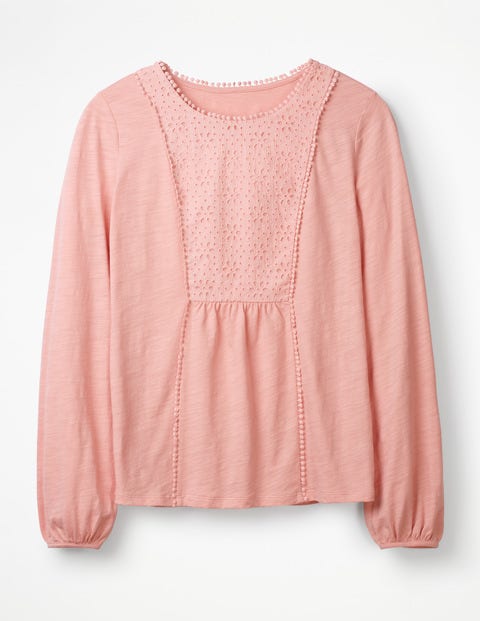 Cleo Broderie Jersey Top - Chalky Pink Cleo Broderie Jersey Top - Chalky Pink