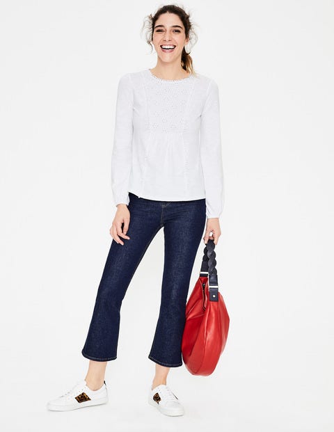 Cleo Broderie Jersey Top - White Cleo Broderie Jersey Top - White