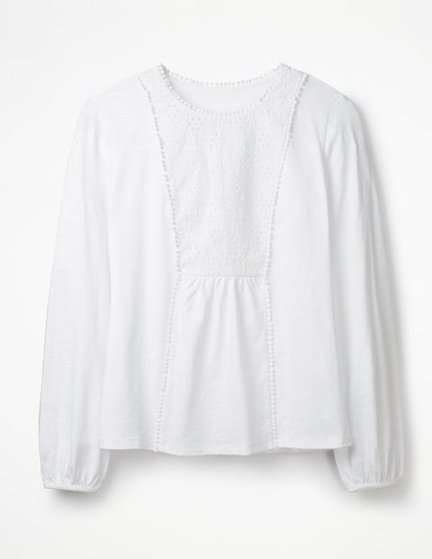 Cleo Broderie Jersey Top - White Cleo Broderie Jersey Top - White