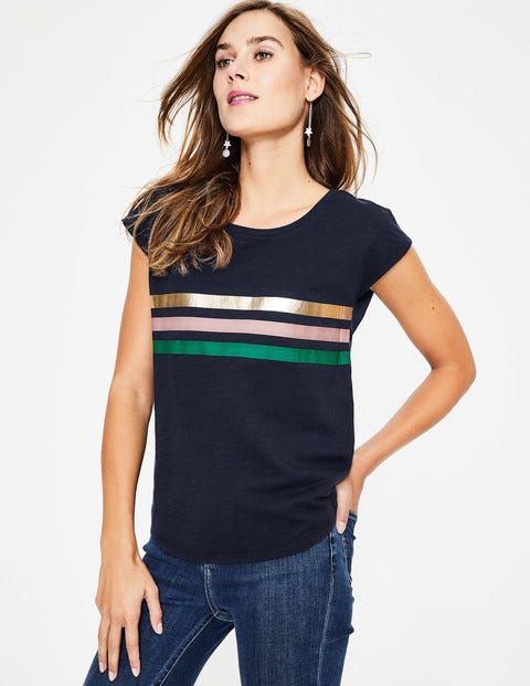 Robyn Jersey Tee - Navy/Chalky Pink Metallic Robyn Jersey Tee - Navy/Chalky Pink Metallic