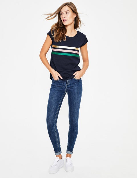 Robyn Jersey Tee - Navy/Chalky Pink Metallic Robyn Jersey Tee - Navy/Chalky Pink Metallic