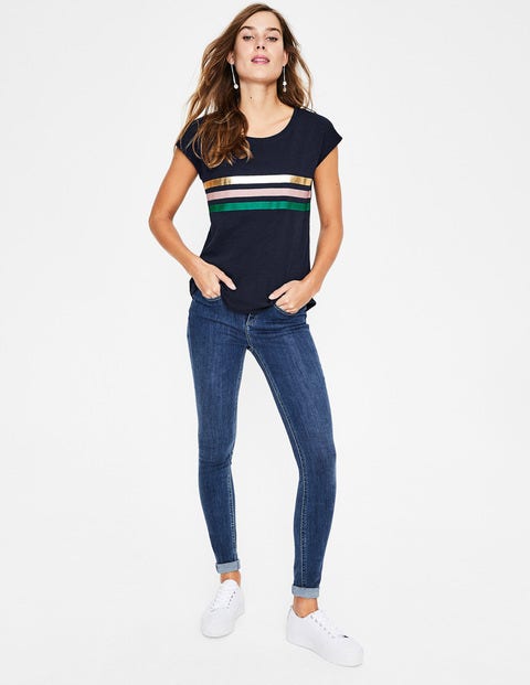 Robyn Jersey Tee - Navy/Chalky Pink Metallic Robyn Jersey Tee - Navy/Chalky Pink Metallic